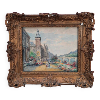 Tableau du marché aux fleurs français du milieu du siècle