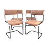 4 chaises acier chromé velours tabac 70