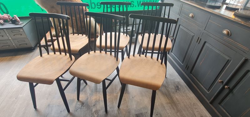 Series of six chairs Fanett by Ilmari Tapiovaara 1960