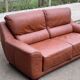 2 vintage burgundy brown leather sofas