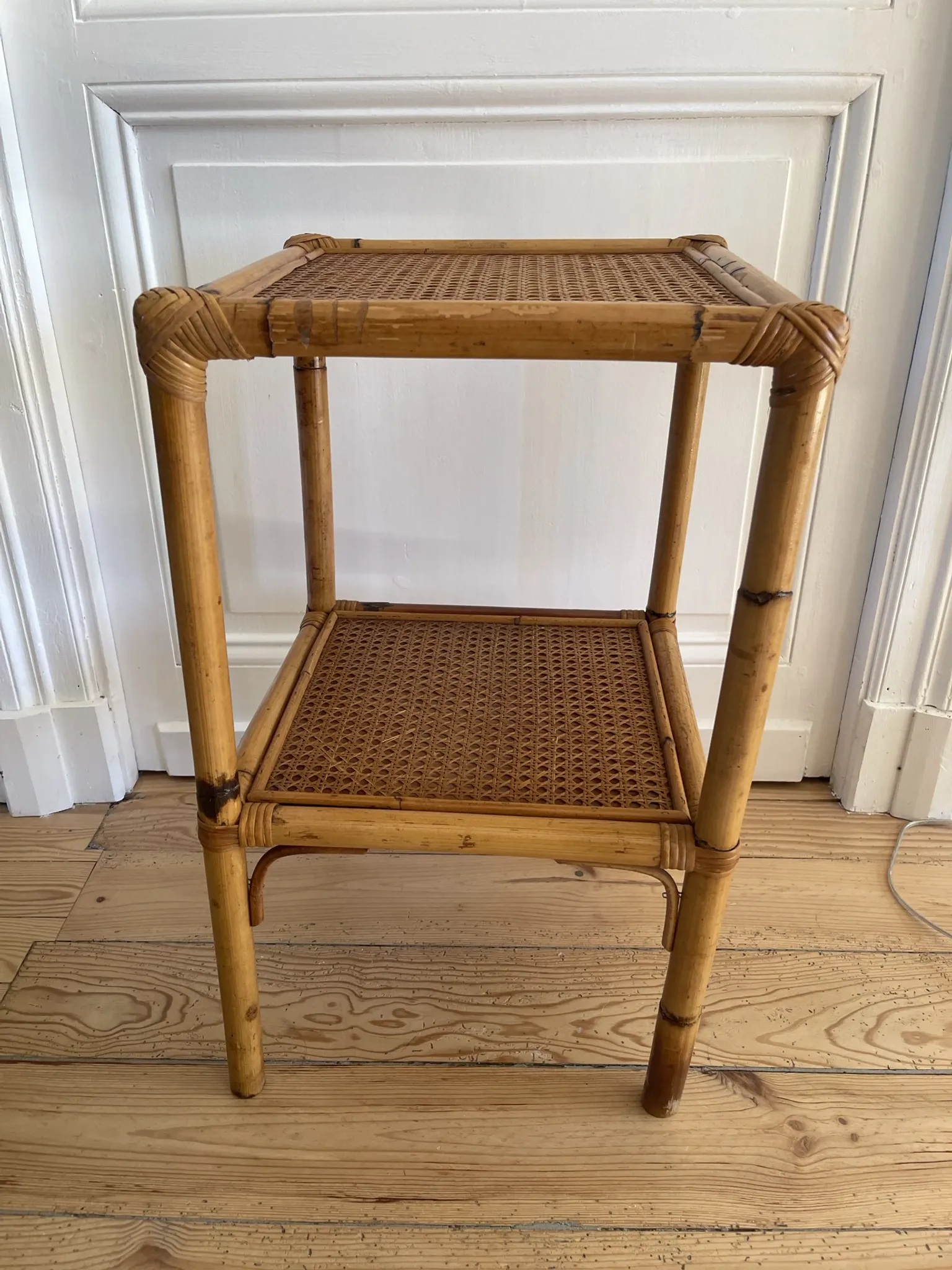 Vintage bamboo and rattan shelf
