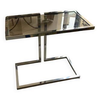 Chrome and smoked glass console side table