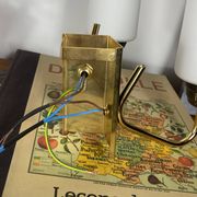 Double corner wall light 1950s 1960s in gilded metal with glass tulips.