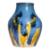 Baluster vase in Belgian ceramic with flowing blue and yellow glazes.