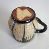Set of 6 stoneware mugs signed Losson, Belgium, vintage