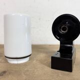 Industrial Brown Bakelite Wall Light with Milk Glass, 1960s