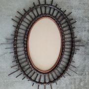 Dark rattan Sun mirror 64X52cm years 70