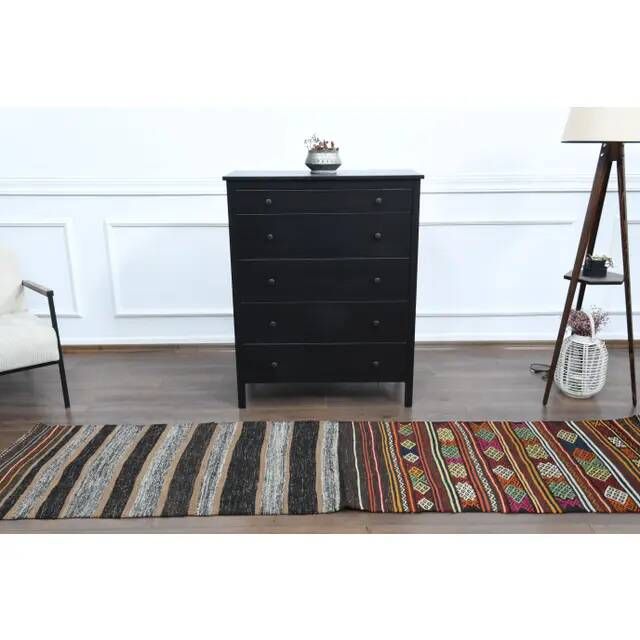1970s vintage Turkish Oushak handmade wool cotton beige rug 73x292