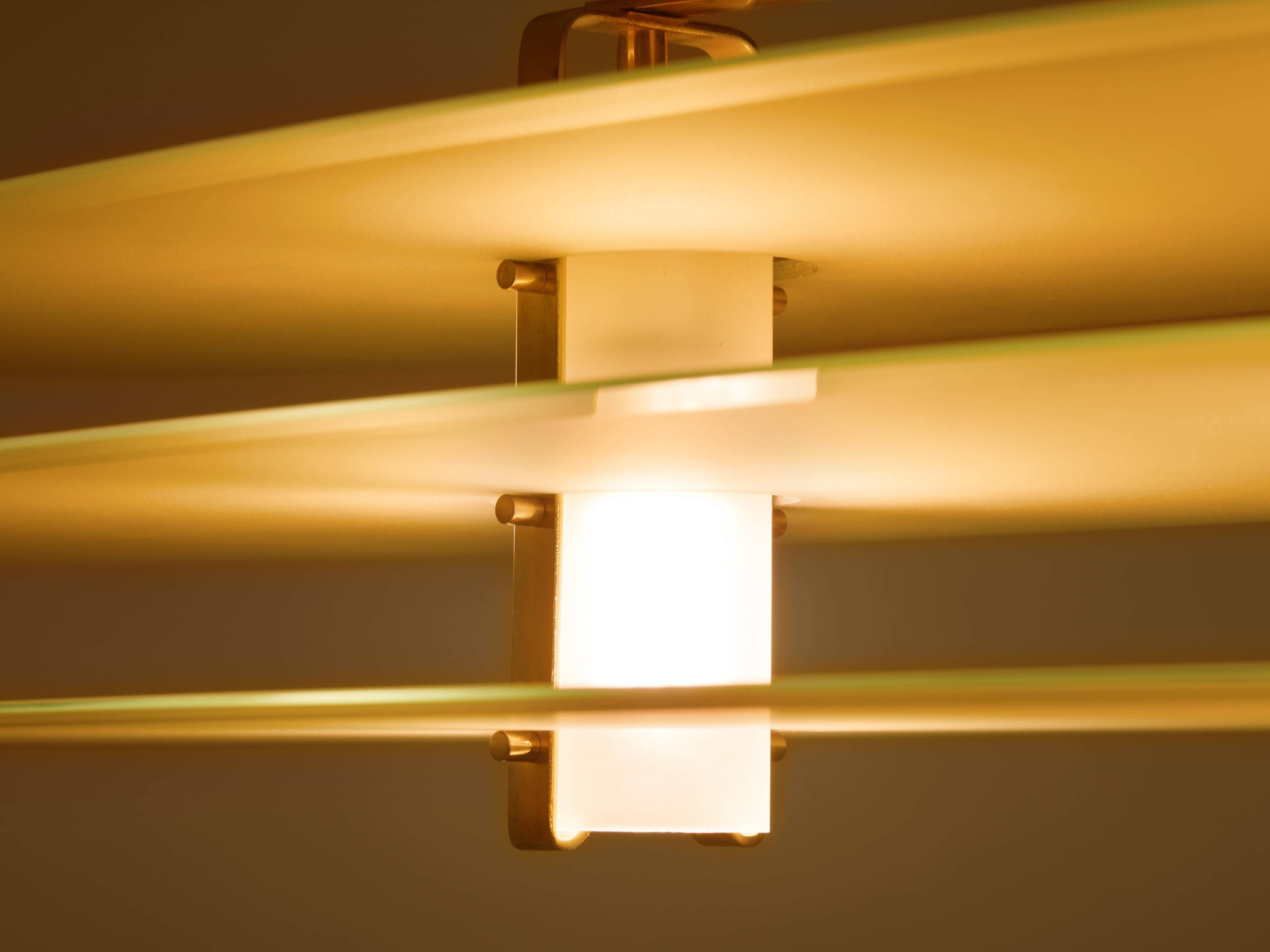 Ceiling light by Roberto Volonterio and Cesare Benedetti, brass and glass, 1980.