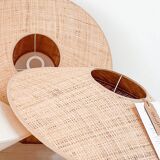 Woven rattan saucer pendant light