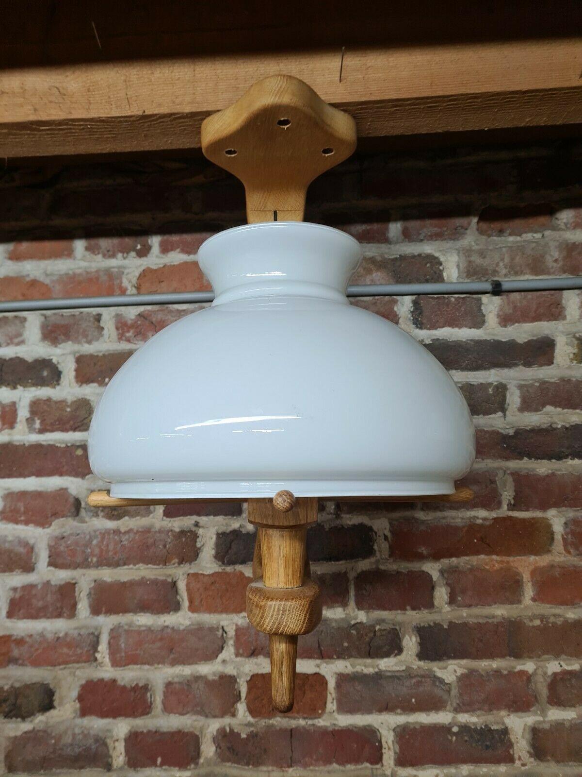 Vintage pendant lamp with opaline "your home" by Guillerme & Chambron