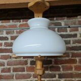 Vintage pendant lamp with opaline "your home" by Guillerme & Chambron