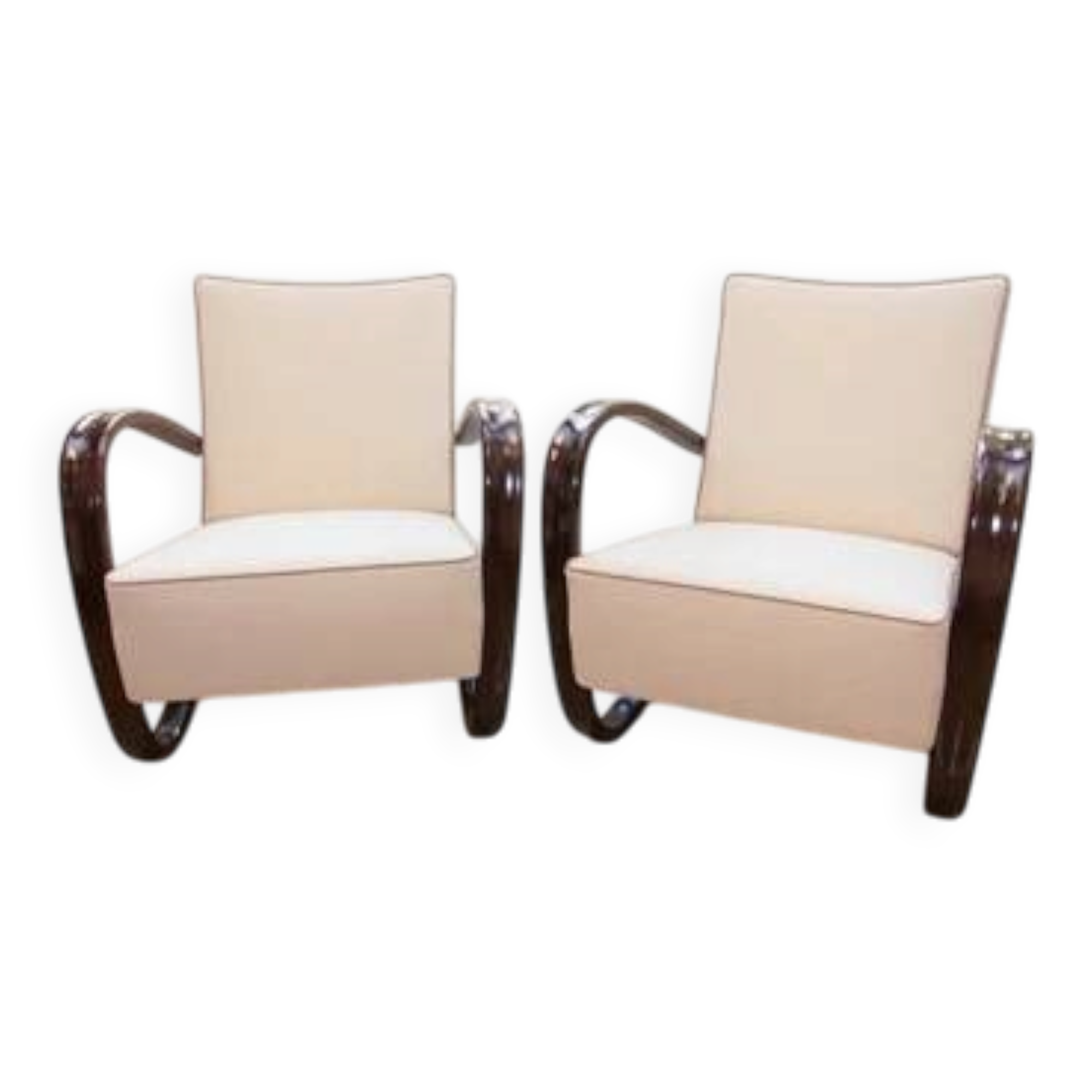 Pair of lounge armchairs h-269 by jindrich halabala for up zavody, 1930s