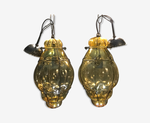 Lot de 2 suspensions en Verre Murano