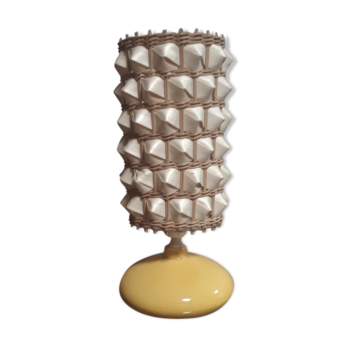 wicker lamp in the Scandinavian syle 1970 in pottery vernisse cracker electicite redone