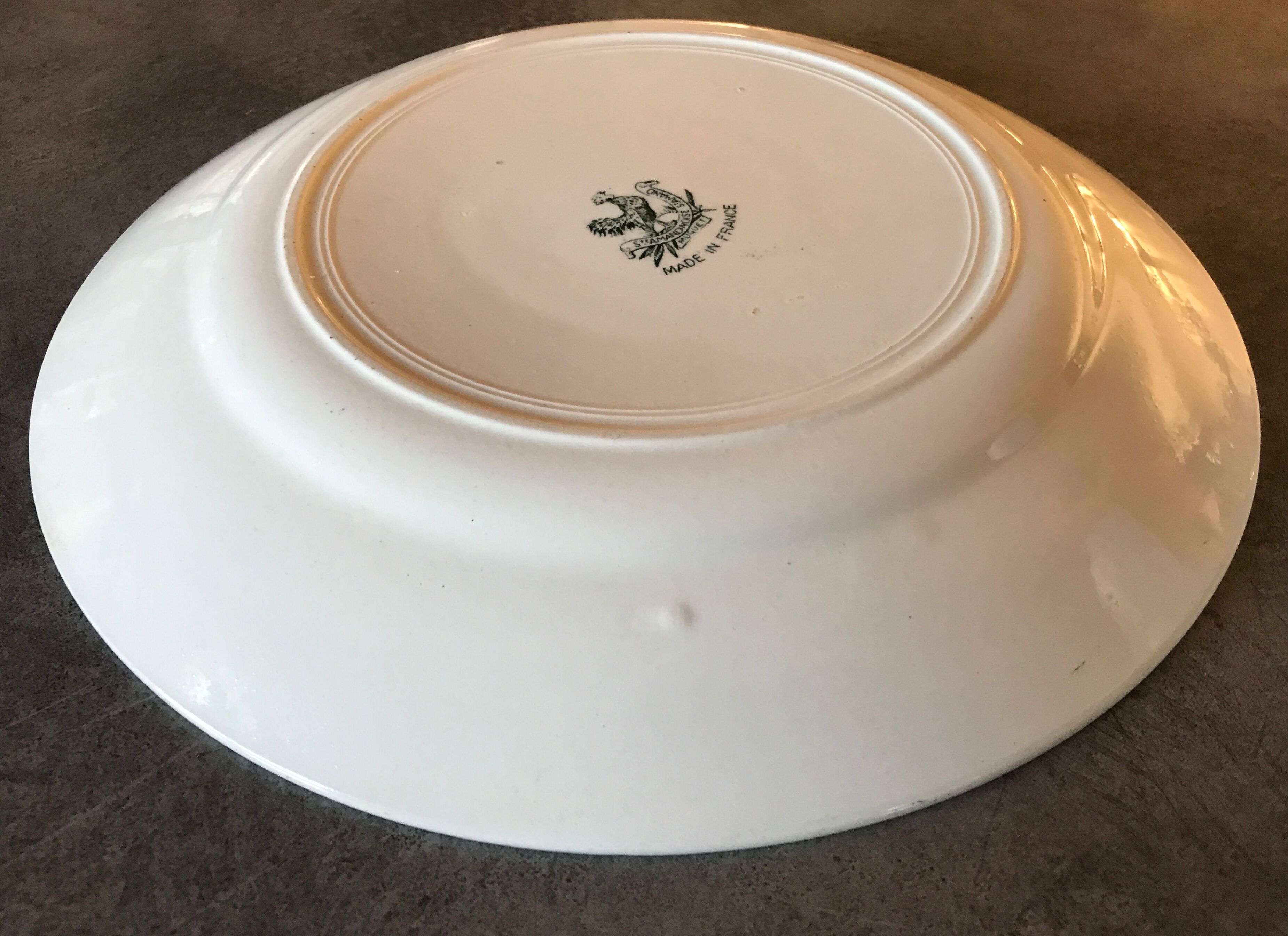 Flat hollow in earthenware st amandinoise st amand model lily of the valley