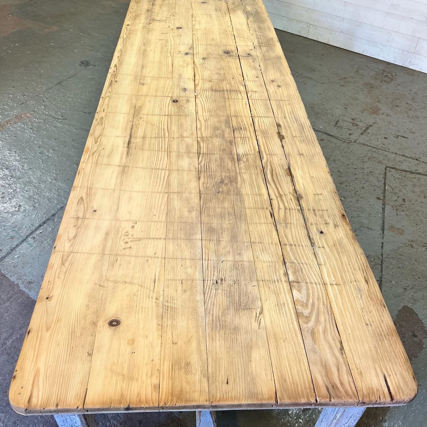 Large patinated workshop table
