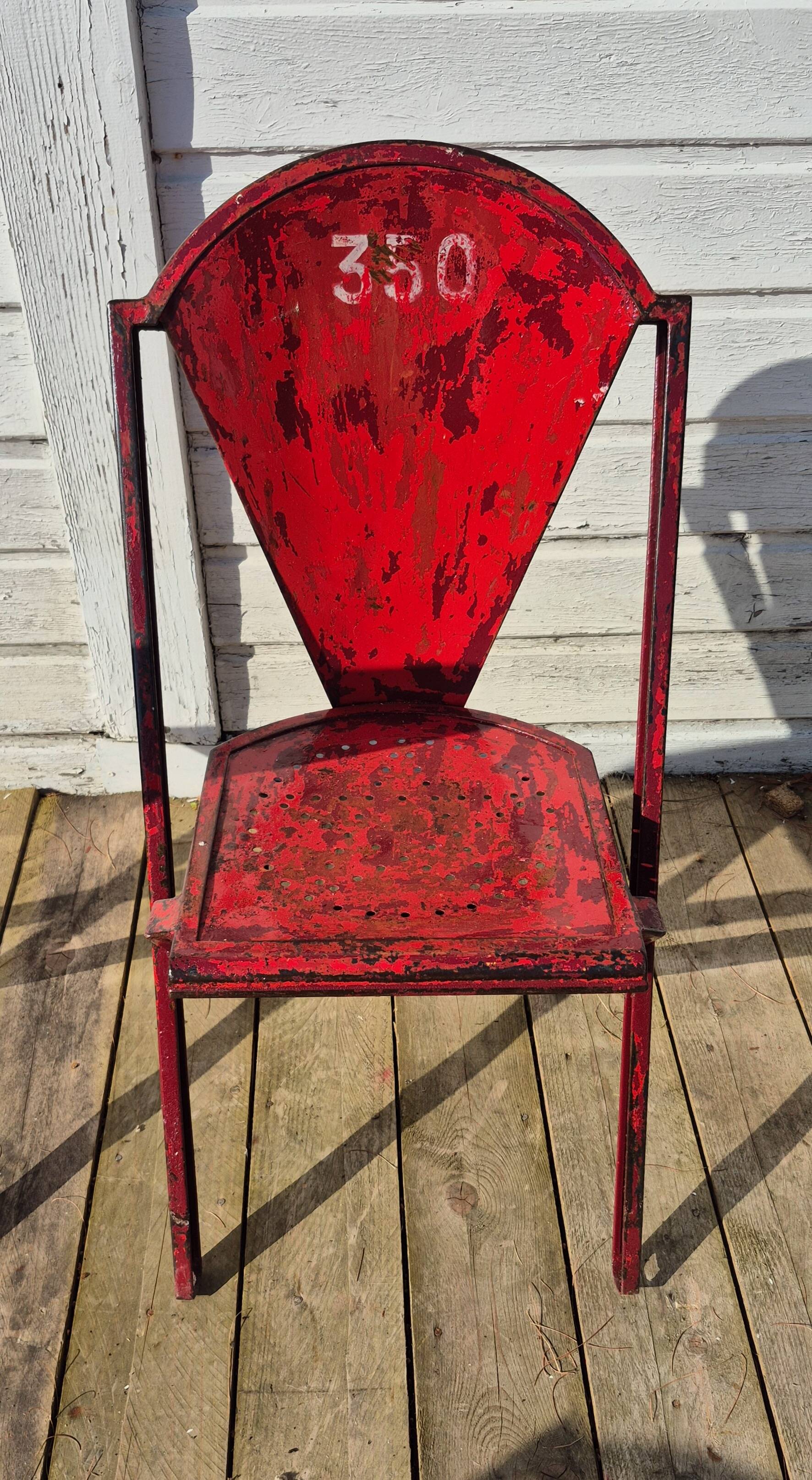 Set of 5 François Caruelle metal chairs