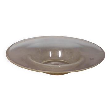1980s Murano glass decorative plate with gold leaf design by V. Nason & C.