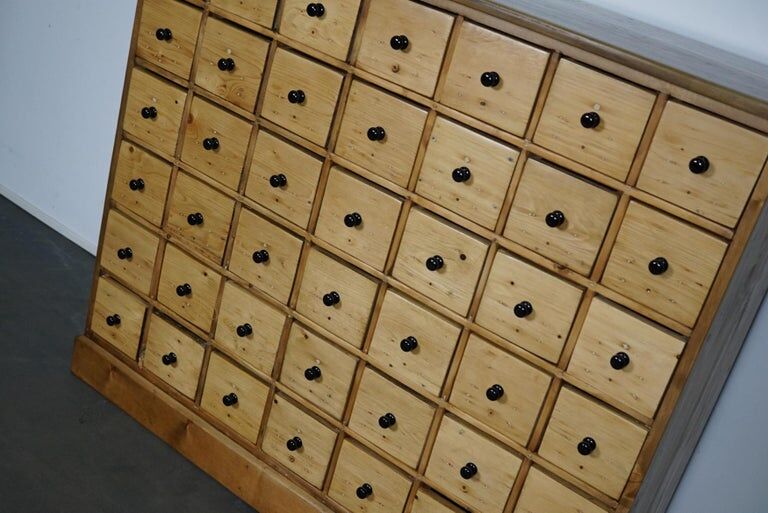 Vintage apothecary furniture in pine Netherlands 1950s