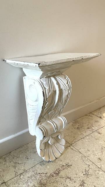White Patinated Wall Console Shelf