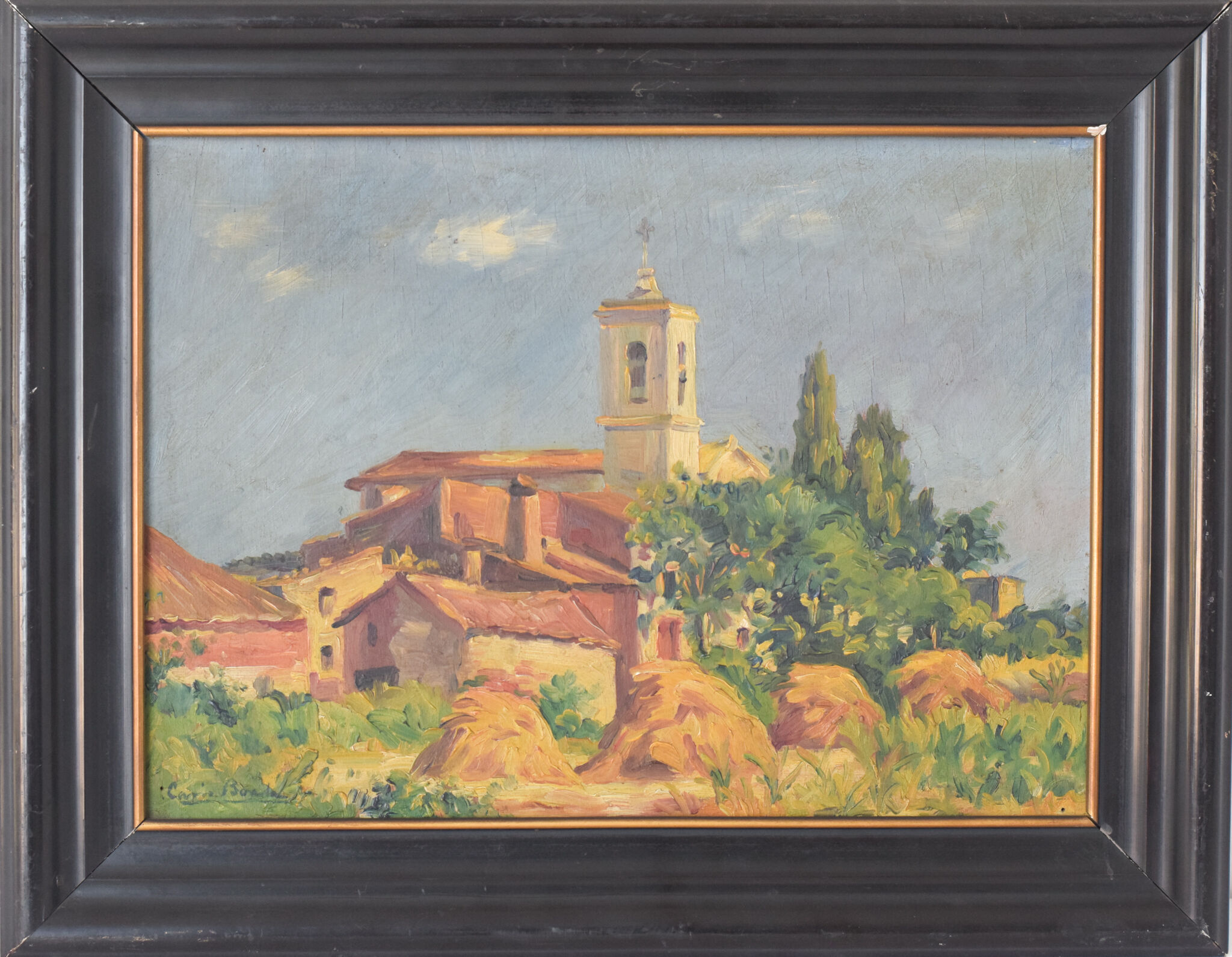 Landscape with village in golden light 'Sant Andreu de Salou'