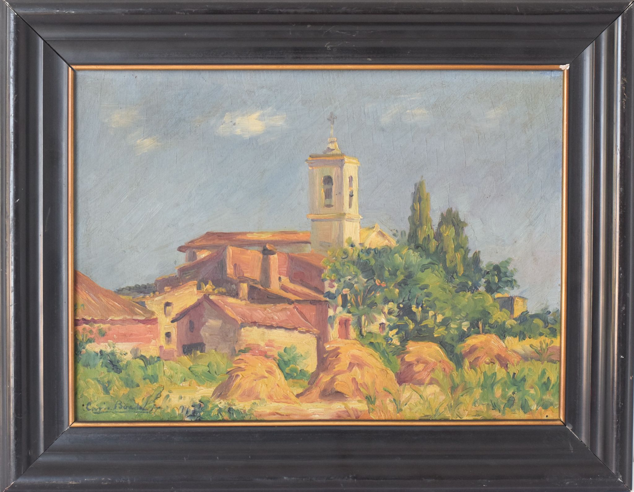 Landscape with village in golden light 'Sant Andreu de Salou'