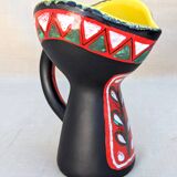 Modernist polychrome ceramic pitcher by Gabriel Fourmaintraux, circa 1950