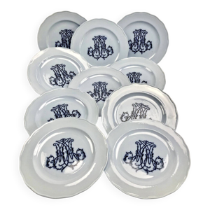 10 anciennes assiettes - dessert