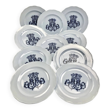 10 anciennes assiettes à dessert XIX Brown Westhead More & Co