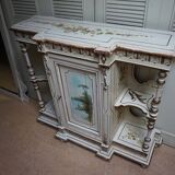Italian hand-painted Console Table with Mirror and floral painting