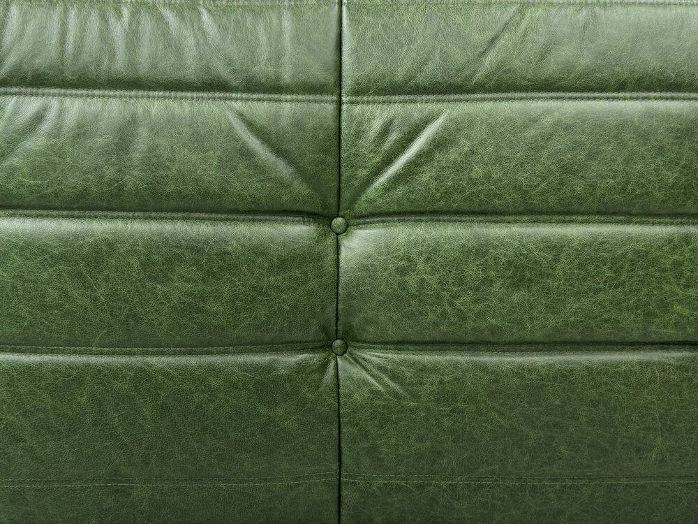 Togo 3-Sofa in Green leather attributed to Michel Ducaroy for Ligne Roset