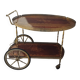 1950s marquetry and brass serving trolley