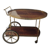 1950s marquetry and brass serving trolley