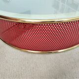 Ceiling lamp applied in red lacquered perforated metal