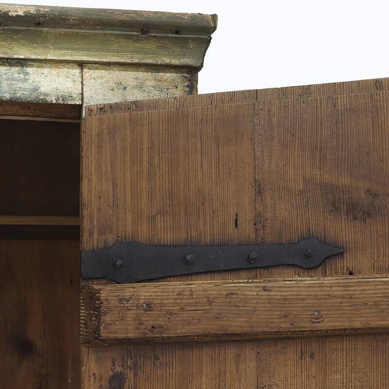 Rustic Weathered Primitive Farmhouse Folk Art Painted Bridal Cabinet