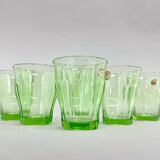 Ensemble de 6 verres en verre d'uranium en cristal de Bohême, années 1970
