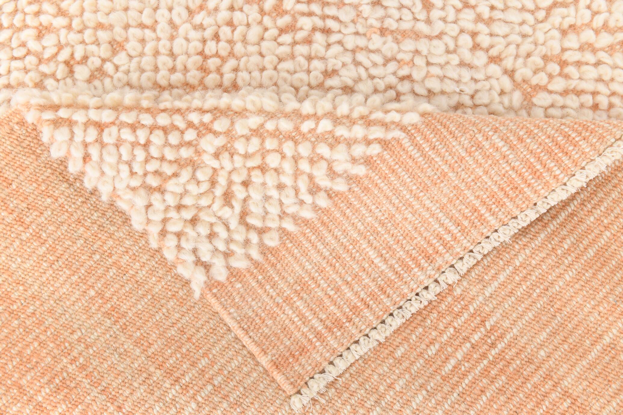 6x10 Pale Salmon Beige Handmade Contemporary Vintage Rug