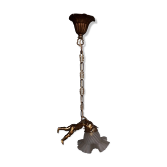 Hanging chandelier / bronze angel dore ep 1940/50