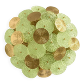 Contemporary Green Water-Lily Brass and Murano Glass Sputnik Flush Mount
