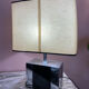 Metal lamp, black plexiglass and its original shade.