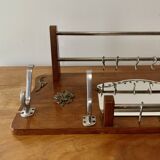 Old large Art Deco wooden coat rack with mirror