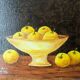 Petit tableau huile sur toile nature morte jaune & marron esprit campagne
