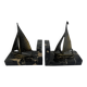 Sailboat bookends in marble and bronze, Art Deco