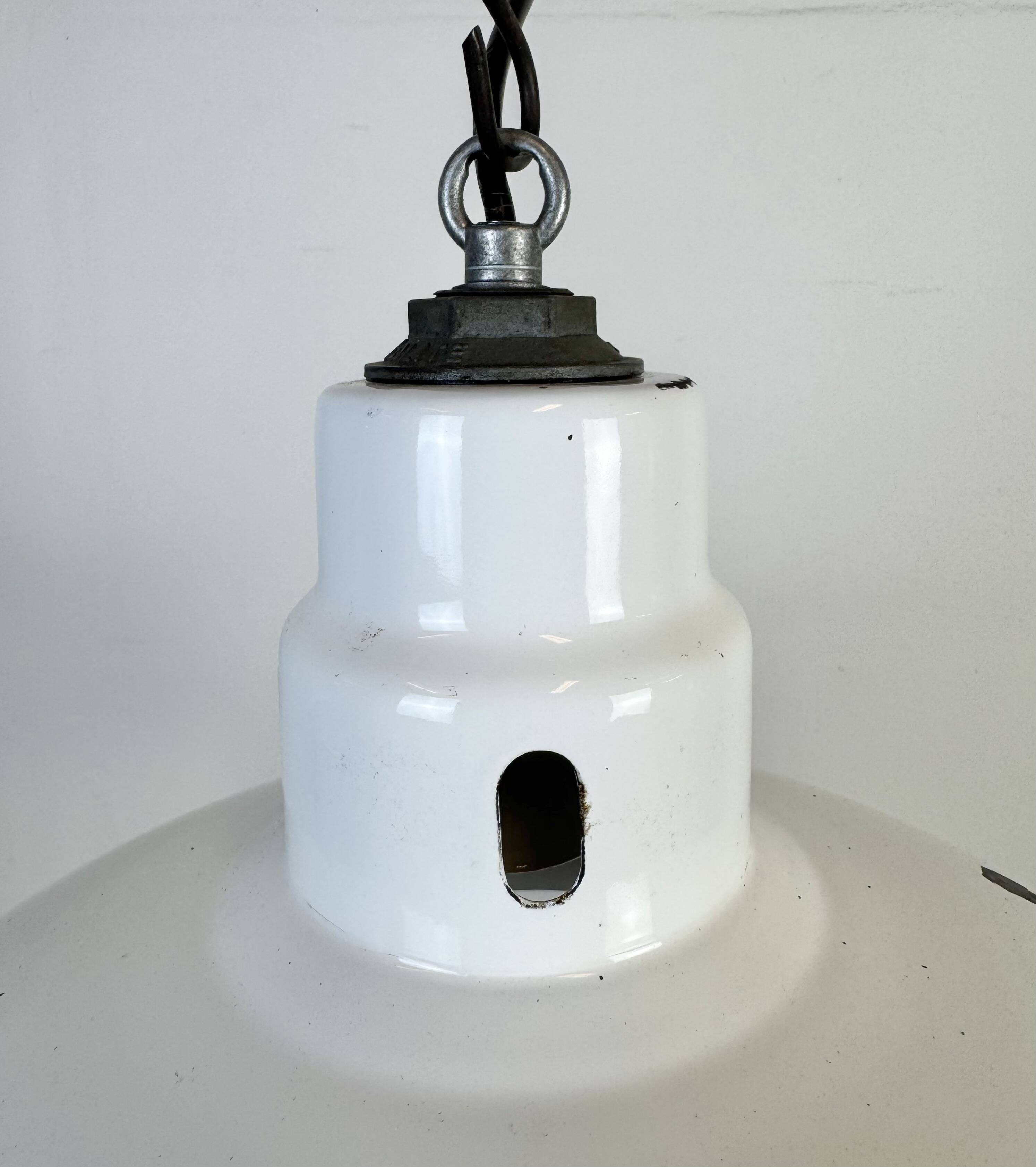Industrial White Enamel Factory Pendant Lamp from Abolite, 1960s