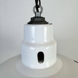 Industrial White Enamel Factory Pendant Lamp from Abolite, 1960s