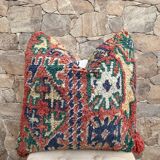 Vintage Berber cushion in purple wool handmade in Morocco