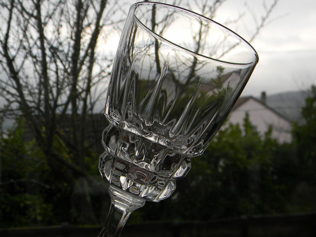 Set of 6 crystal water glasses from arques, pompadour model