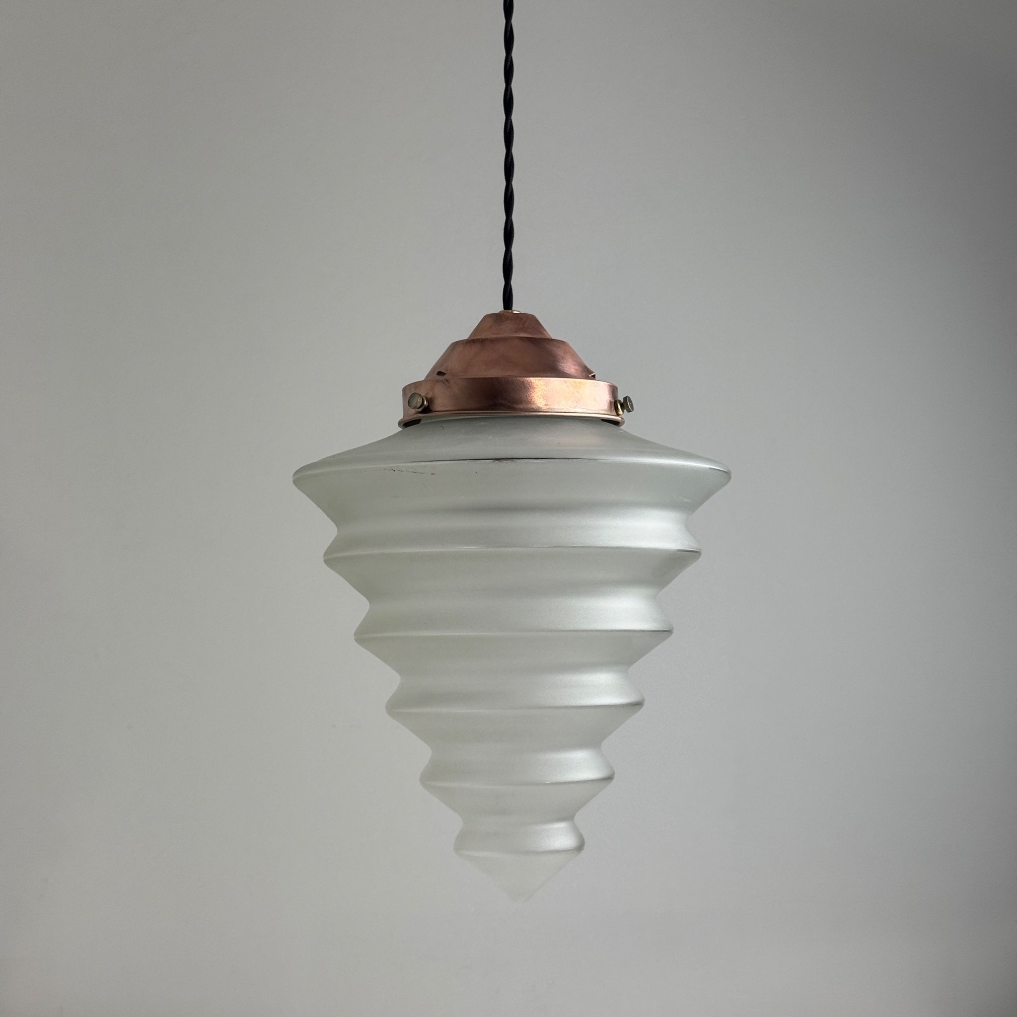 ANTIQUE ART DECO SUSPENSION 1930 FROSTED GLASS