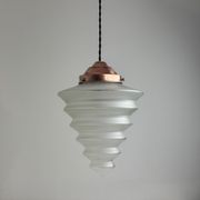 ANTIQUE ART DECO SUSPENSION 1930 FROSTED GLASS
